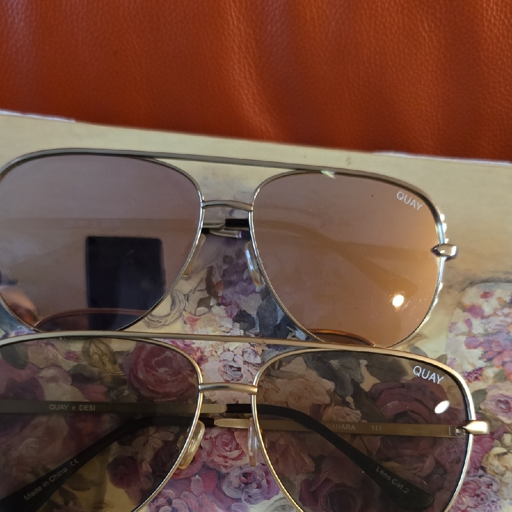 Quay Australia Gold Frame Sunglasses with Brown Lenses